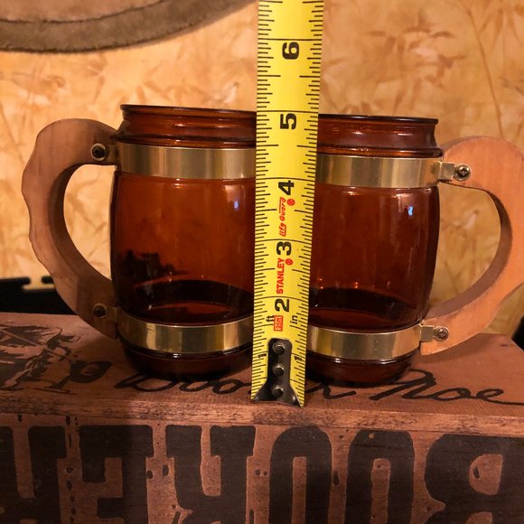 Vintage Siesta Ware Brown Barrel Wood Handle Mugs - Lot of 2 - Picture 5 of 7